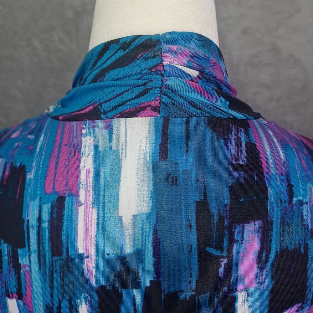 Melissa Paige Women's Cap Sleeve Wrap Top Size L Artsy V-neck Stretch Career New - Picture 11 of 11